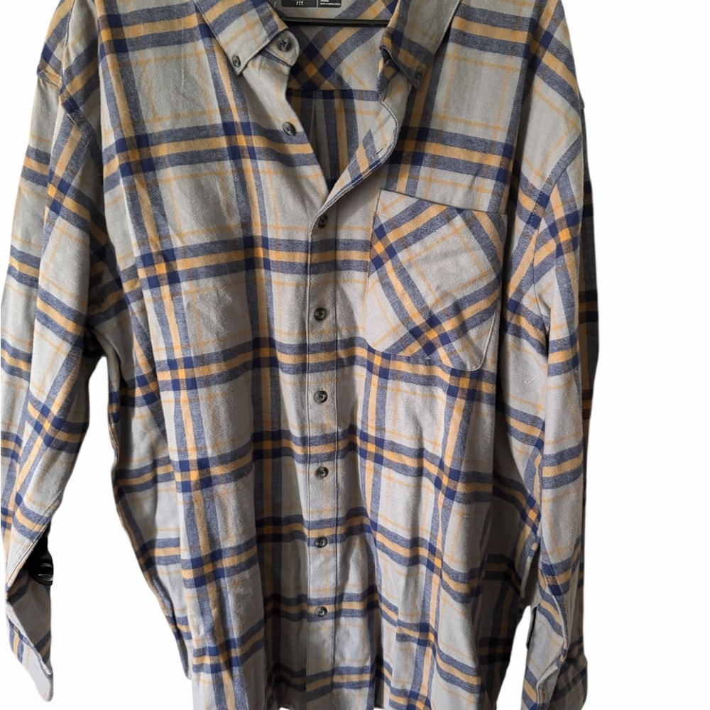 Magellan Outdoors Blue and Yellow Plaid Casual Shirt